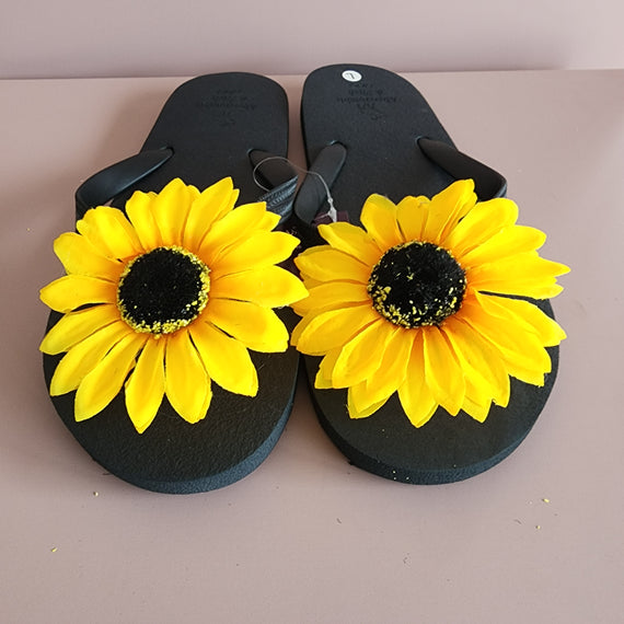 Sunshine Slippers [YELLOW SUNFLOWER/BLACK]