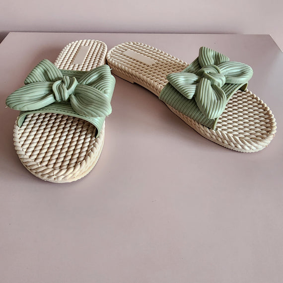 Fabric Flower Slippers [LIGHT GREEN]