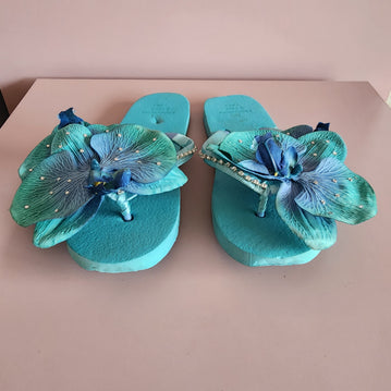 Lily Flower Beach Slippers [Turquoise]