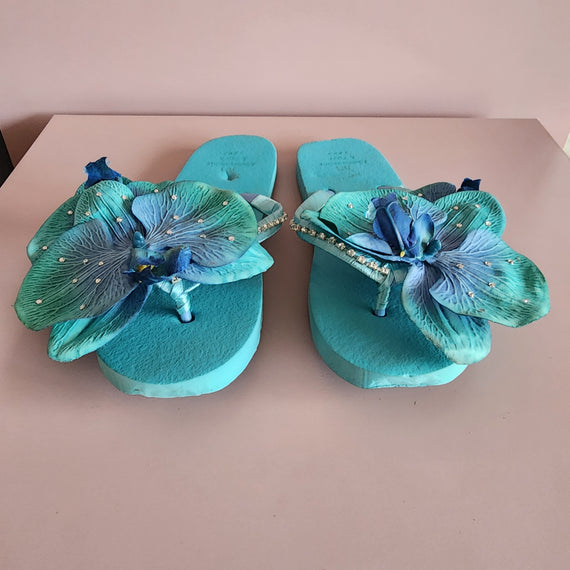 Lily Flower Beach Slippers [Turquoise]