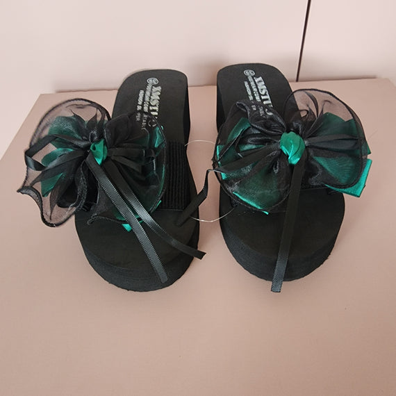 Max Ribbons High Slippers [Black/Green Ribbon]