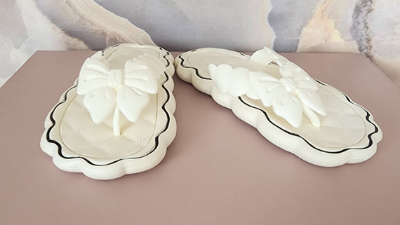 Zigzag Ribbon Toe Slippers [WHITE]
