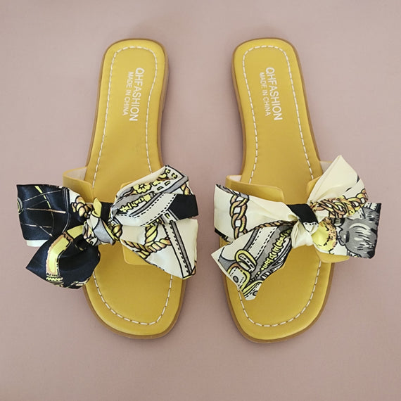 Silk Ribbon Casual Slippers [Yellow]