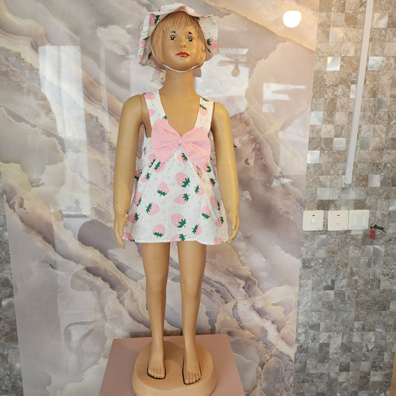 Pink Strawberry Baby Dress [White & Pink]
