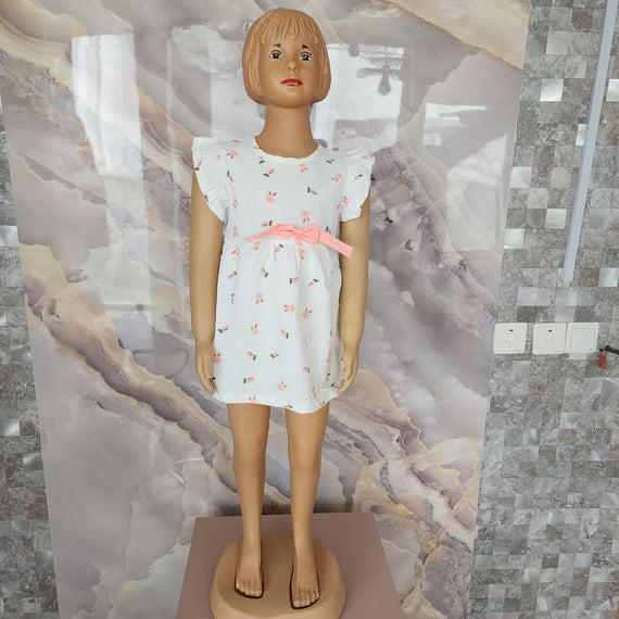 Bunnies & Carrots baby dress [White & Pink]