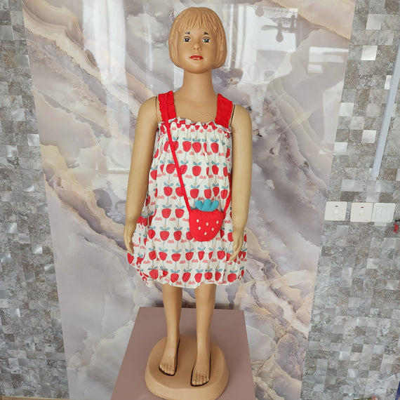 Mini Red Strawberries Baby Dress [White & Red]