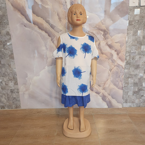 Flower Girly Set Outfit [White/Blue]