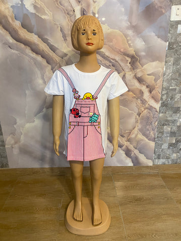 French Fries Baby Dress [White Multicolor]