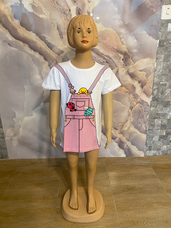 French Fries Baby Dress [White Multicolor]